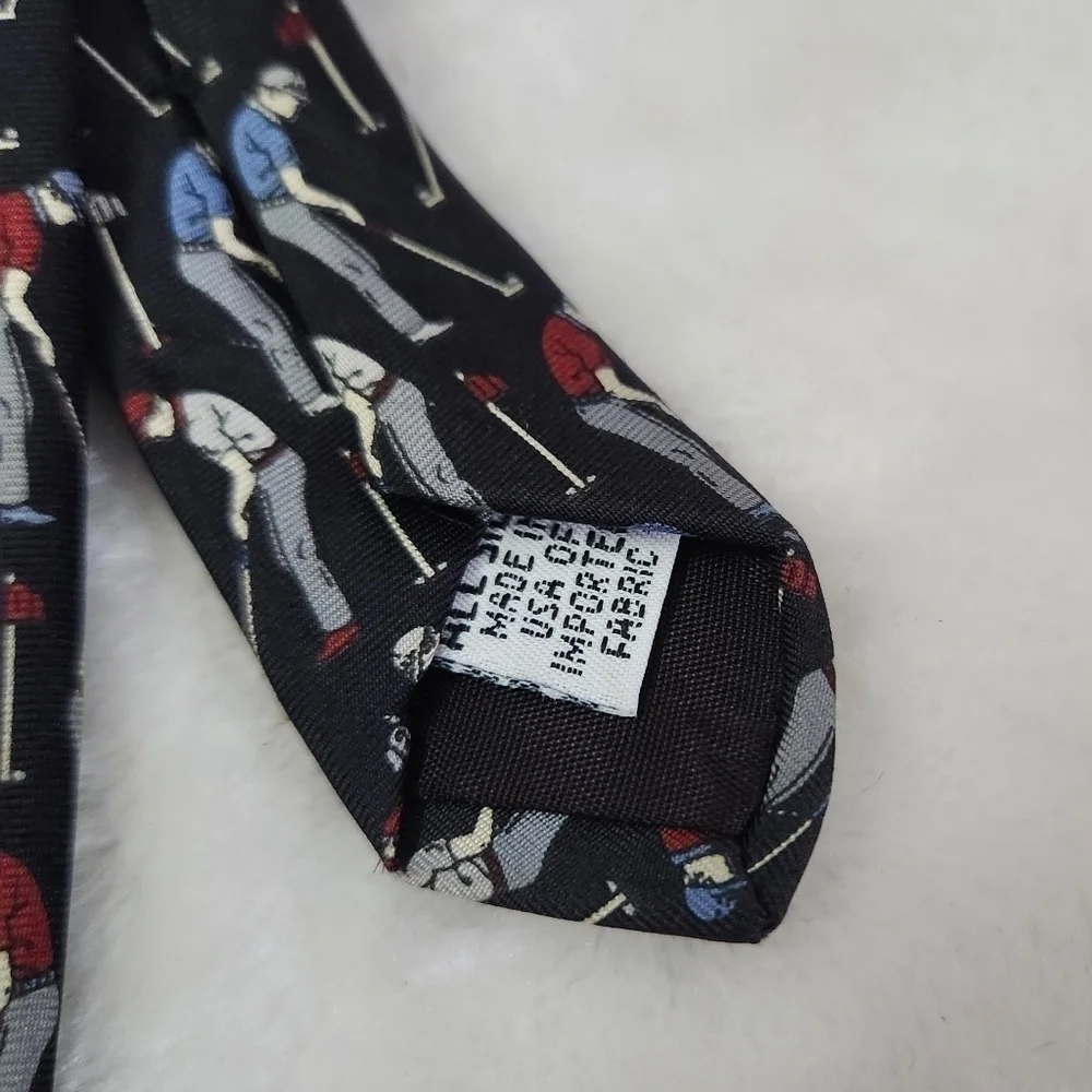 Jt Beckett Silk USA Golfers Sport Navy Blue Necktie